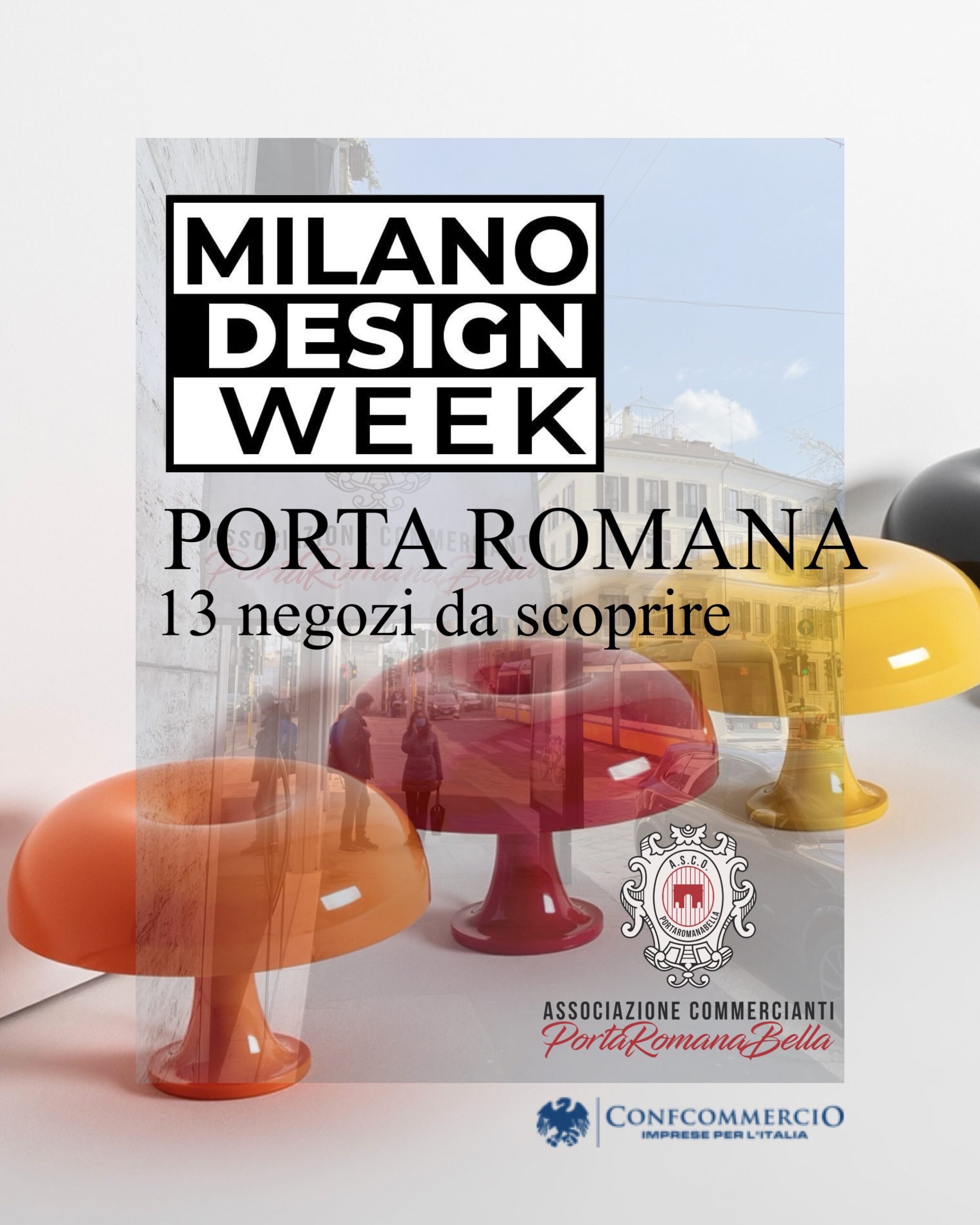 Locandina I colori della luce | Milano Design Week 2025 | Associazione Commercianti Porta Romana Bella